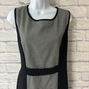 Connected Apparel sleeveless print shift dress SIZE 16  Black Gray Classic